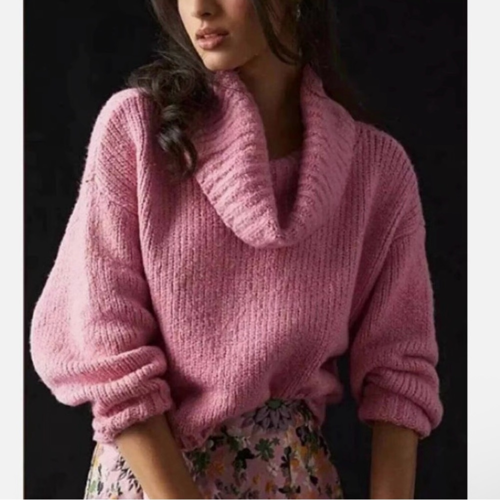 Anthropologie Pilcro Pink Cowl Neck Sweater Size Extra Small
